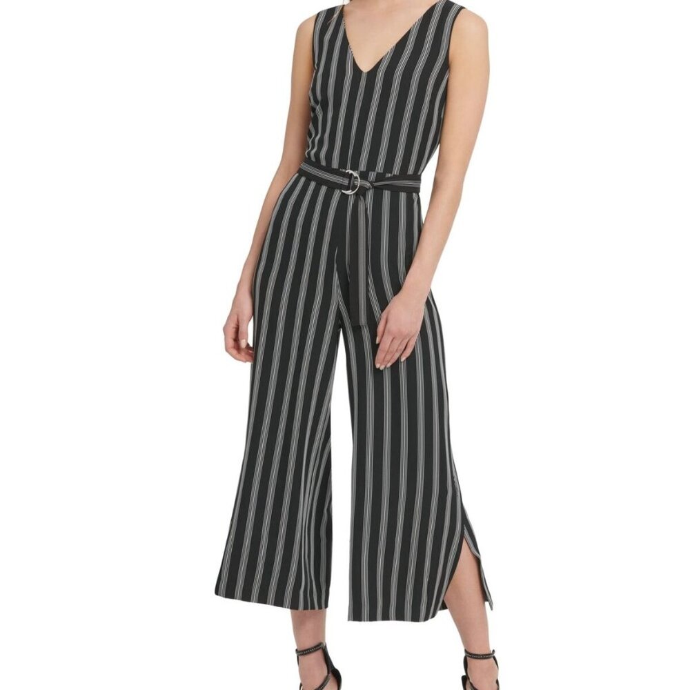 NWT DKNY Striped Cropped Jumpsuit, Size 8